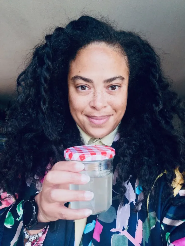 Before rice water rinse for curly hair
