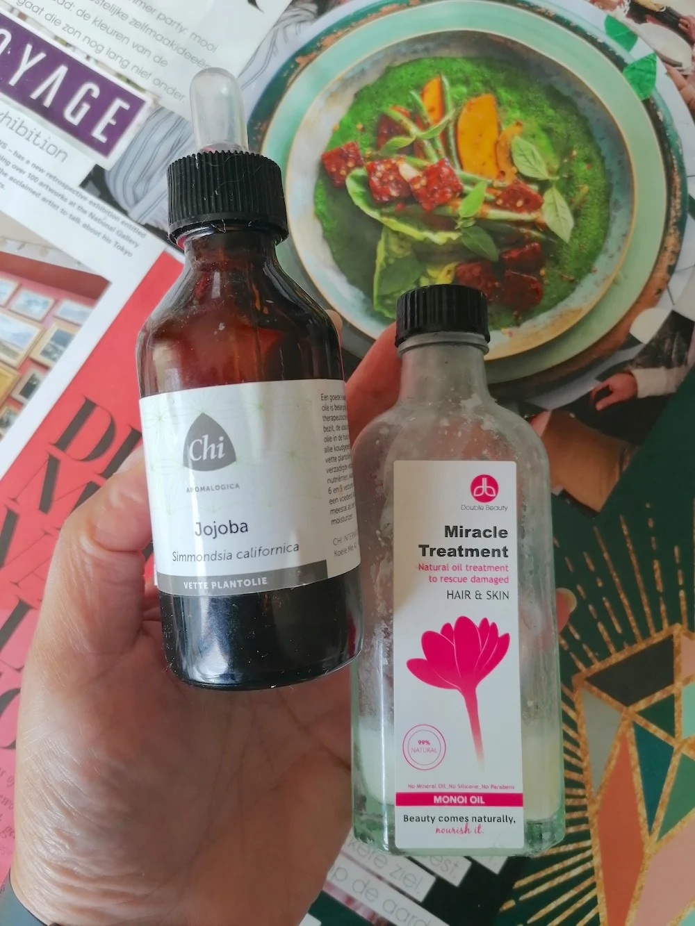 adding oil to rice water hair treatment